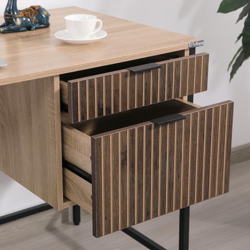 ΜΕΤΑΛΛΙΚΟ ΓΡΑΦΕΙΟ Fylliana Edge 1932 SONOMA-WALLNUT ΧΡΩΜΑ 120x60x76εκ