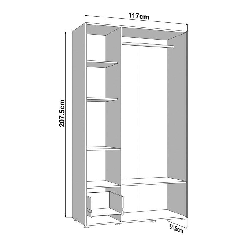 ΝΤΟΥΛΑΠΑ CAMPSIE 3K1F1O h207 ARTISAN OAK ΧΡΩΜΑ 118x52x208εκ ΝΤΟΥΛΑΠΑ CAMPSIE 3K1F1O h207 ARTISAN OAK ΧΡΩΜΑ 118x52x208εκ