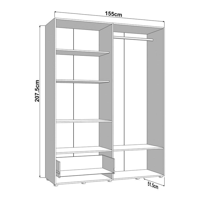 ΝΤΟΥΛΑΠΑ CAMPSIE 4K1F1O h207 ARTISAN OAK ΧΡΩΜΑ 155x52x208εκ ΝΤΟΥΛΑΠΑ CAMPSIE 4K1F1O h207 ARTISAN OAK ΧΡΩΜΑ 155x52x208εκ