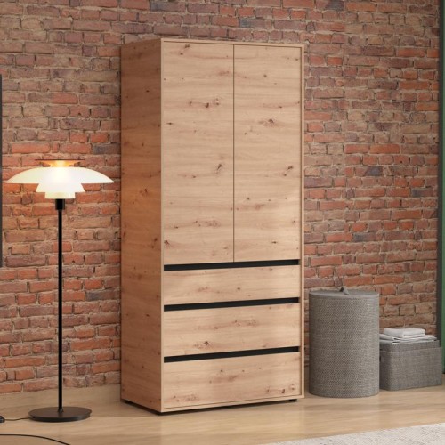ΝΤΟΥΛΑΠΑ CORBETT 2K3F h211 ARTISAN OAK/ΜΑΥΡΟ ΜΑΤ ΧΡΩΜΑ 93x55x211εκ