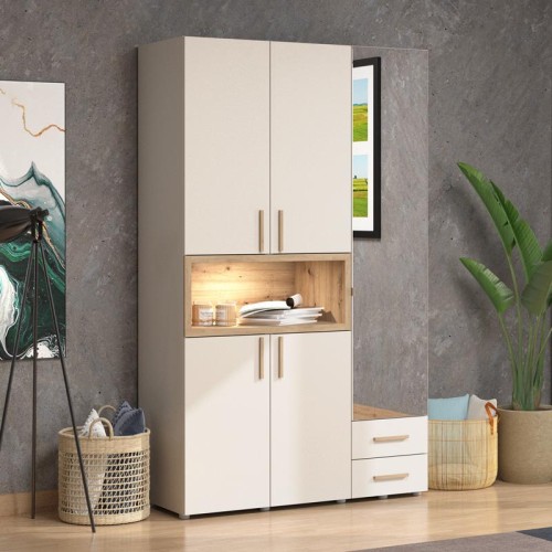ΝΤΟΥΛΑΠΑ DONALD 3K2F1O h227 CASHMERE/ARTISAN OAK ΧΡΩΜΑ 135x57x227εκ