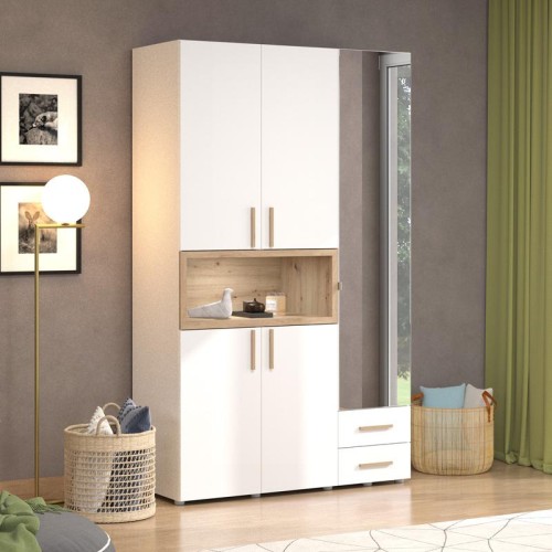 ΝΤΟΥΛΑΠΑ DONALD 3K2F1O h227 ΛΕΥΚΟ/ARTISAN OAK ΧΡΩΜΑ 135x57x227εκ