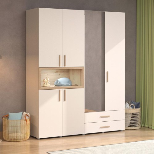 ΝΤΟΥΛΑΠΑ DONALD 4K2F1O h227 CASHEMERE/ARTISAN OAK ΧΡΩΜΑ 179x57x227εκ