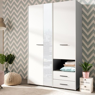 ΝΤΟΥΛΑΠΑ LEON 3K2FO ΜΕ ΚΑΘΡΕΦΤΗ ΛΕΥΚΟ ΧΡΩΜΑ 127.5*55*205.5