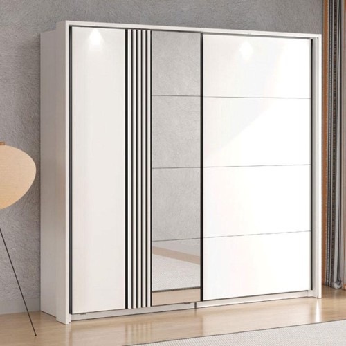 ΝΤΟΥΛΑΠΑ ΜΕ ΚΑΘΡΕΦΤΗ ASCALON 220 OG H217 ΛΕΥΚΟ-ΜΑΥΡΟ-ΛΕΥΚΟ ΜΑΤ ΧΡΩΜΑ 220x61x217εκ