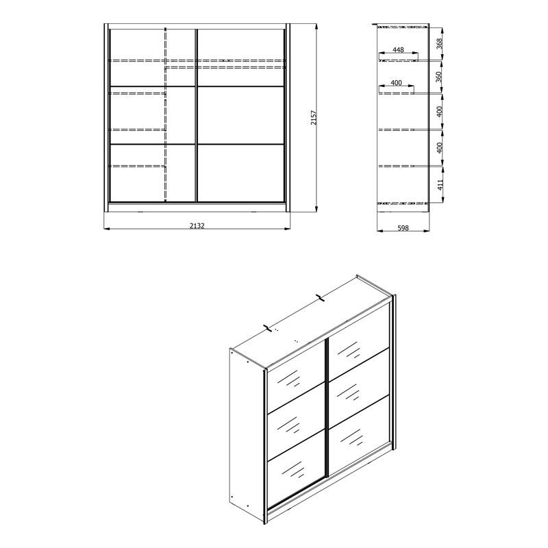 ΝΤΟΥΛΑΠΑ NAVARA ΜΕ ΚΑΘΡΕΦΤΗ 215 2 OG GREY OAK 213x60x215,5