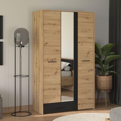 ΝΤΟΥΛΑΠΑ VARADERO 3K1F1O ARTISAN OAK-ΜΑΥΡΟ 119x53x203,5εκ
