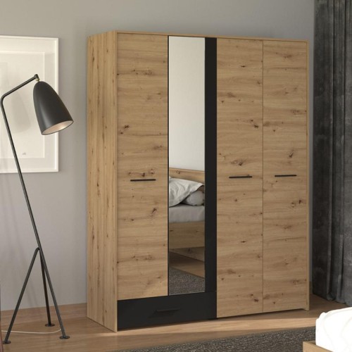ΝΤΟΥΛΑΠΑ VARADERO 4K1F1O ARTISAN OAK-ΜΑΥΡΟ 157,5x53x203,5εκ
