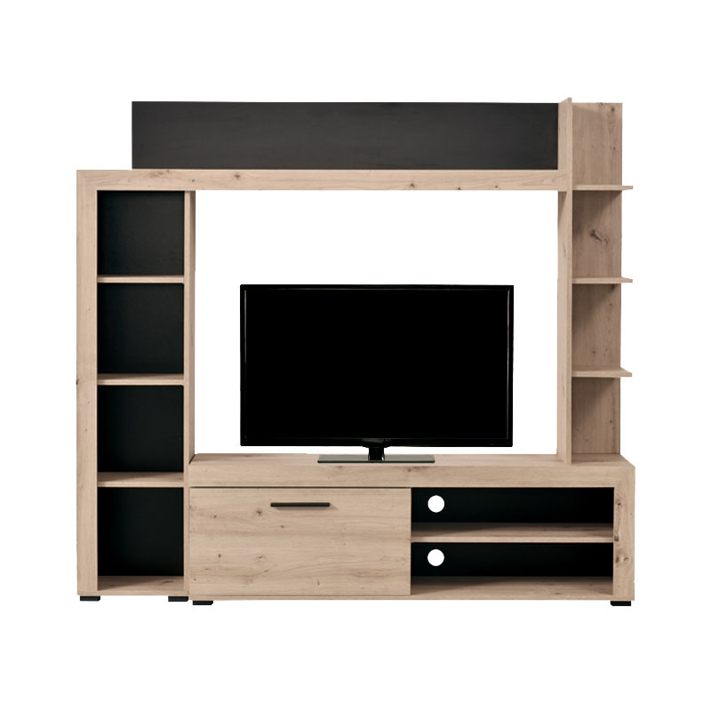 ΚΕΝΤΡΟ ΨΥΧΑΓΩΓΙΑΣ RUBI GREY OAK / ΜΑΥΡΟ 172.5*33*157.5