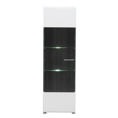 ΒΙΤΡΙΝΑ Enzo 1K VS Λευκό-Black Grey Wood-Λευκή Λάκκα 58*35*190