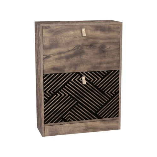 ΠΑΠΟΥΤΣΟΘΗΚΗ 1872 ΜΕ 2 ΠΟΡΤΕΣ ΜΑΥΡΗ GREY OAK-ΜΑΥΡΗ 60*23.5*81