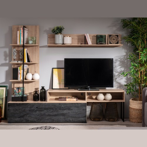ΚΕΝΤΡΟ ΨΥΧΑΓΩΓΙΑΣ-ΣΥΝΘΕΣΗ EVORA ARTISAN OAK-CARBON 205.5*41.5*173