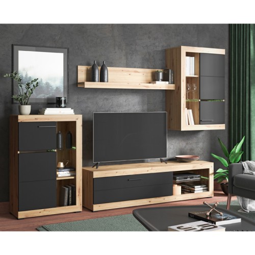 ΚΕΝΤΡΟ ΨΥΧΑΓΩΓΙΑΣ-ΣΥΝΘΕΣΗ ROSSO GOLD OAK-BLACK ΜΑΤT FOIL 266.5*41.5*186
