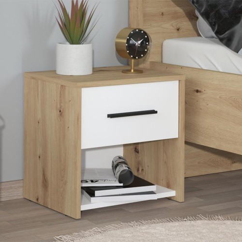 ΣΕΤ 2 ΚΟΜΟΔΙΝΑ VARADERO 2NO1F ARTISAN OAK-ΛΕΥΚΟ 42x33x42εκ fld