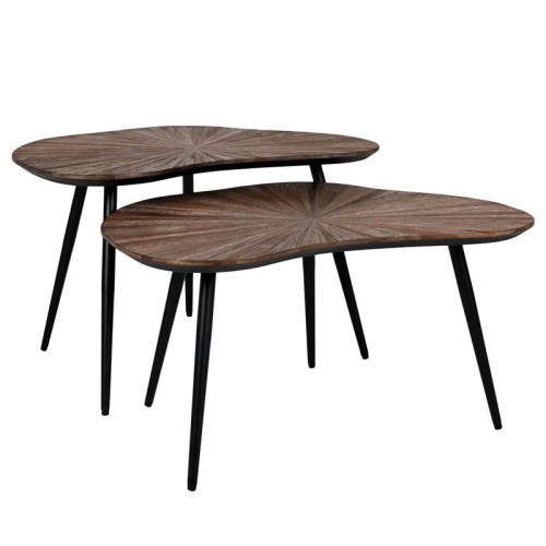 ΣΕΤ 2 ΤΡΑΠΕΖΑΚΙΑ ΣΑΛΟΝΙΟΥ Fylliana Gaia ΚΑΦΕ ΧΡΩΜΑ 76x52x45εκ & 76x52x38εκ