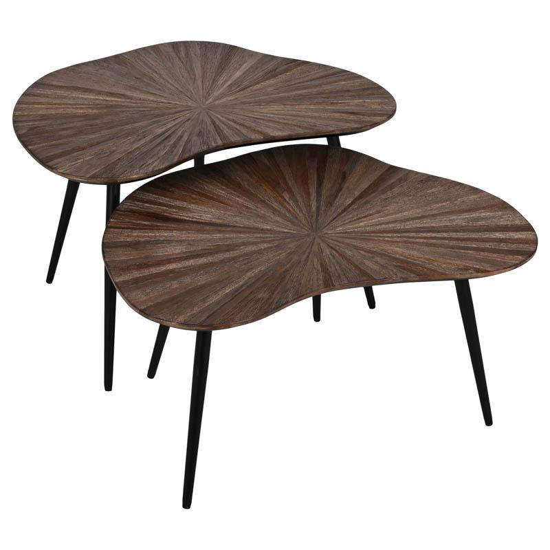 ΣΕΤ 2 ΤΡΑΠΕΖΑΚΙΑ ΣΑΛΟΝΙΟΥ Fylliana Gaia ΚΑΦΕ ΧΡΩΜΑ 76x52x45εκ & 76x52x38εκ