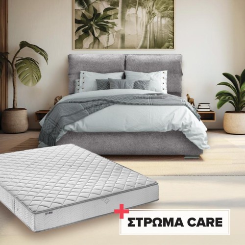 ΣΕΤ ΔΙΠΛΟ ΚΡΕΒΑΤΙ Andros ΓΚΡΙ ΧΡΩΜΑ 175x214x115εκ ΜΕ ΣΤΡΩΜΑ Care 160x200 A.n.d