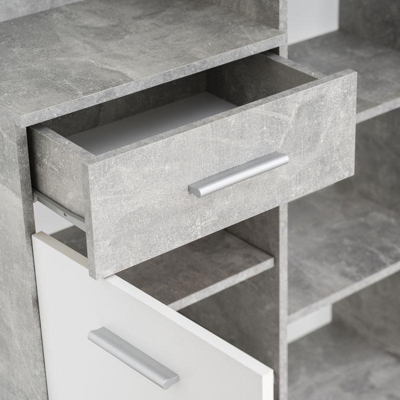 ΣΤΑΝΤ ΧΟΛ ΚΑΙ ΠΑΠΟΥΤΣΟΘΗΚΗ MARTIN ΓΚΡΙ CONCRETE-ΛΕΥΚΟ 133,5x33x197,5εκ