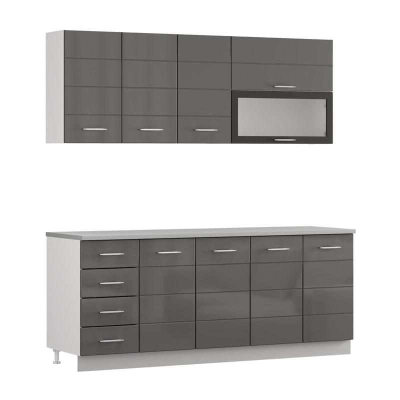 ΣΥΝΘΕΣΗ ΚΟΥΖΙΝΑΣ UNA 200 ΛΕΥΚΟ-ΓΚΡΙ HIGH GLOSS ΧΡΩΜΑ 200x60x213εκ ΣΥΝΘΕΣΗ ΚΟΥΖΙΝΑΣ UNA 200 ΛΕΥΚΟ-ΓΚΡΙ HIGH GLOSS ΧΡΩΜΑ 200x60x213εκ