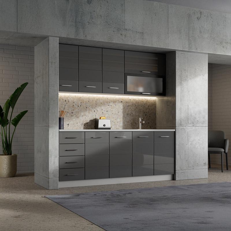 ΣΥΝΘΕΣΗ ΚΟΥΖΙΝΑΣ UNA 200 ΛΕΥΚΟ-ΓΚΡΙ HIGH GLOSS ΧΡΩΜΑ 200x60x213εκ ΣΥΝΘΕΣΗ ΚΟΥΖΙΝΑΣ UNA 200 ΛΕΥΚΟ-ΓΚΡΙ HIGH GLOSS ΧΡΩΜΑ 200x60x213εκ
