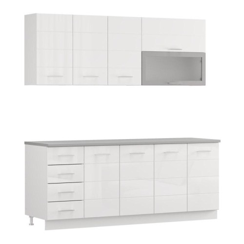 ΣΥΝΘΕΣΗ ΚΟΥΖΙΝΑΣ UNA 200 ΛΕΥΚΟ-ΛΕΥΚΟ HIGH GLOSS ΧΡΩΜΑ 200x60x213εκ