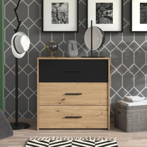 ΣΥΡΤΑΡΙΕΡΑ VARADERO 3F ARTISAN OAK-ΜΑΥΡΟ 80,5x33x80,5εκ