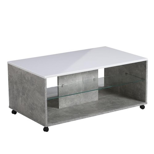 ΤΡΑΠΕΖΑΚΙ ΣΑΛΟΝΙΟΥ BERT ΓΚΡΙ CONCRETE-ΛΕΥΚΗ ΛΑΚΑ 101*60*45