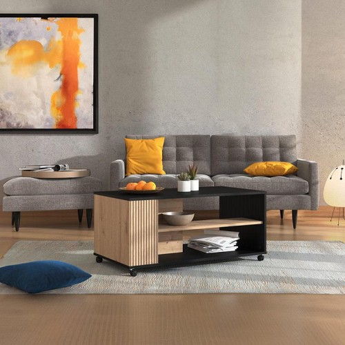 ΤΡΑΠΕΖΑΚΙ ΣΑΛΟΝΙΟΥ CORREZE ΜΑΥΡΟ OAK-ARTISAN OAK 101x55x47εκ