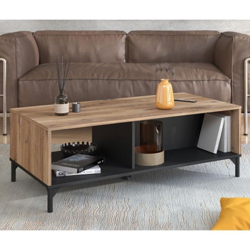 ΤΡΑΠΕΖΑΚΙ ΣΑΛΟΝΙΟΥ CORSICA FLAGSTAFF OAK-ΜΑΥΡΟ 120x60x45εκ