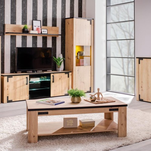 ΤΡΑΠΕΖΑΚΙ ΣΑΛΟΝΙΟΥ LAZIO KS ARTISAΝ OAK / ΜΑΥΡΟ 120*60*41.5