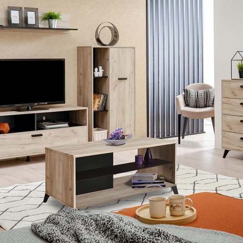 ΤΡΑΠΕΖΙ ΣΑΛΟΝΙΟΥ UMBRIA KS GREY OAK-ΜΑΥΡΟ 101x50x47εκ m.r.b