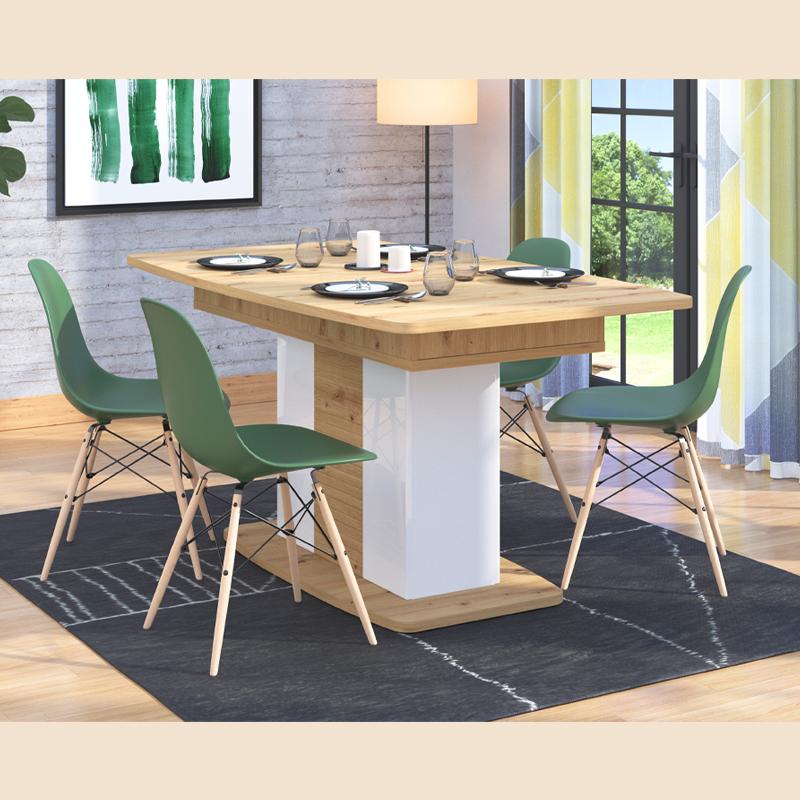 ΤΡΑΠΕΖΙ ΤΡΑΠΕΖΑΡΙΑΣ ΑΝΟΙΓΟΜΕΝΟ BRETAGNA ARTISAN OAK-ΛΕΥΚΟ HIGH GLOSS FOIL 160,5x90,5x76,5εκ