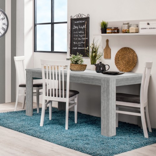 ΤΡΑΠΕΖΙ ΤΡΑΠΕΖΑΡΙΑΣ DOMUS 135 ΓΚΡΙ CONCRETE-ΛΕΥΚΟ 135x80.5x74.5εκ