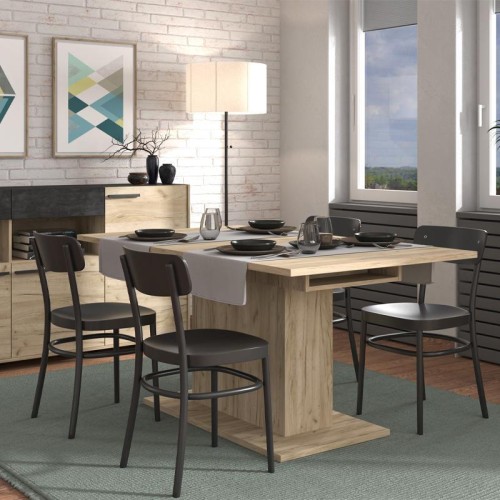 ΤΡΑΠΕΖΙ ΤΡΑΠΕΖΑΡΙΑΣ SABRINA GREY OAK ΑΝΟΙΓΟΜΕΝΟ 160(200)x91,5x76εκ