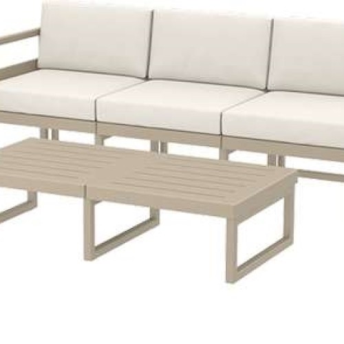MYKONOS SET 3ΘΕΣ.TAUPE ΜΕ ΜΑΞ.(3ΘΕΣ.+2ΠΟΛ.+ΤΡΑΠ 130εκ.)