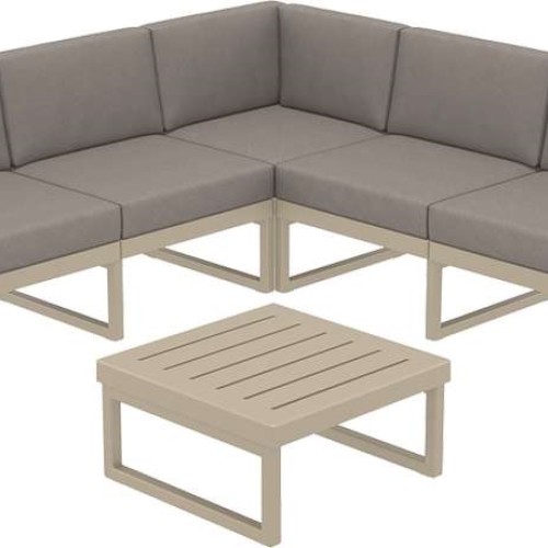 MYKONOS ΓΩΝΙΑ SET TAUPE ΜΕ ΜΑΞΙΛΑΡΙΑ ΠΟΛ/ΝΙΟΥ (+ΤΡΑΠ.65εκ.)