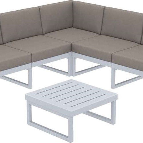 MYKONOS ΓΩΝΙΑ SET SILVER GREY ΜΕ ΜΑΞΙΛΑΡΙΑ ΠΟΛ/ΝΙΟΥ (+ΤΡΑΠ.65εκ.)