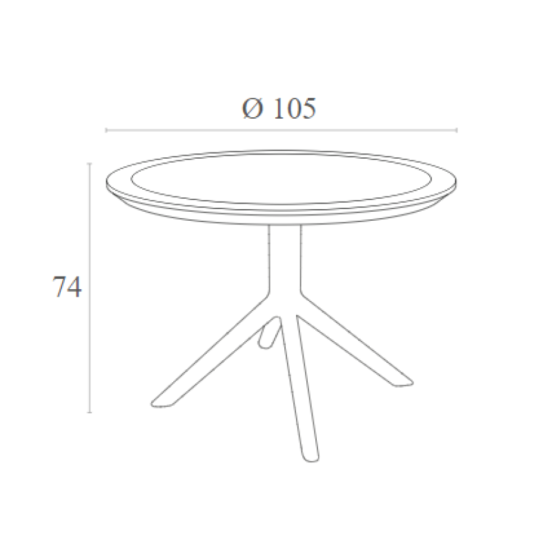SKY DARK GREY Φ105X74εκ. ΤΡΑΠΕΖΙ ΠΟΛ/ΝΙΟΥ
