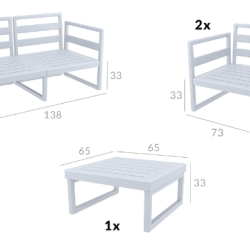 MYKONOS SET 2ΘΕΣ.TAUPE/ΜΑΞ. DARK GREY(2ΘΕΣ.+2ΠΟΛ.+ΤΡΑΠ 65εκ.)