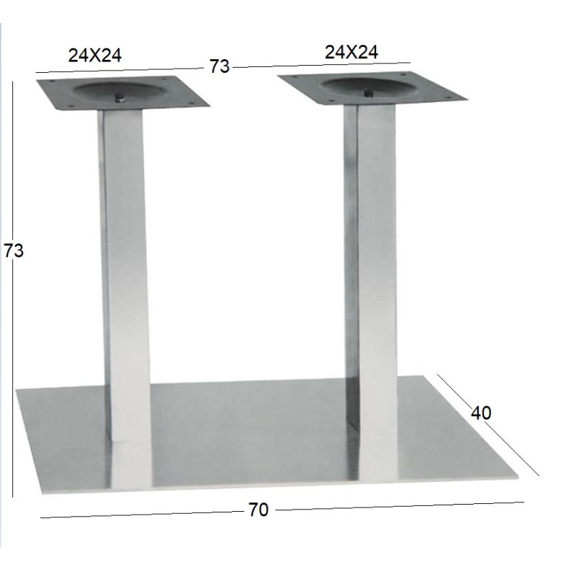 SONORA 70Χ40Χ73εκ.ΜΑΚΡ/ΝΗ ΒΑΣΗ INOX