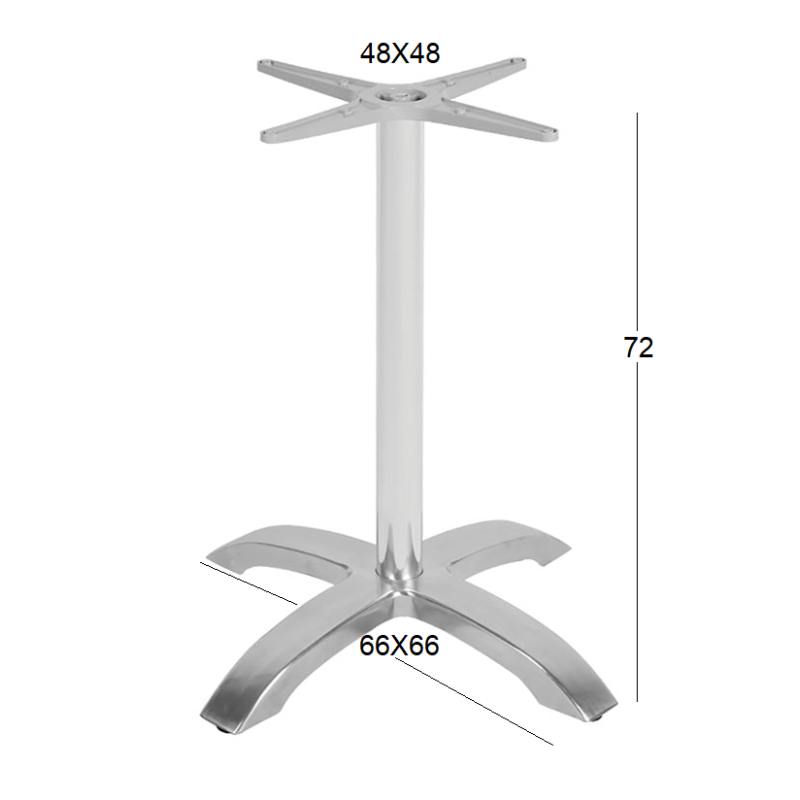 SAMIN 66X66Χ72εκ. 4ΝΥΧΗ ΒΑΣΗ ΑΛΟΥΜΙΝΙΟΥ ΜΕ ΡΕΓ/ΡΟΥΣ