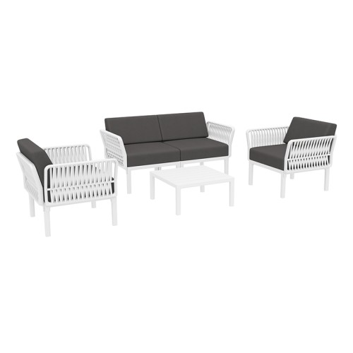 PORTOFINO LOUNGE SET 2ΘΕΣ.WHITE/ΜΑΞ. DARK GREY(2ΘΕΣ.+2ΠΟΛ.+ΤΡΑΠ 33εκ.)