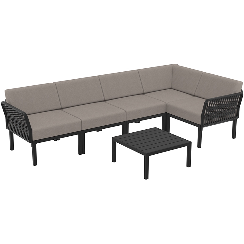 PORTOFINO LOUNGE SET ΓΩΝΙΑ BLACK/ΜΑΞ. LIGHT BROWN(+ΤΡΑΠ.33εκ.) PORTOFINO LOUNGE SET ΓΩΝΙΑ BLACK/ΜΑΞ. LIGHT BROWN(+ΤΡΑΠ.33εκ.)