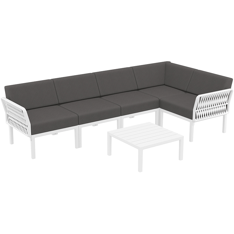 PORTOFINO LOUNGE SET ΓΩΝΙΑ WHITE/ΜΑΞ. DARK GREY(+ΤΡΑΠ.33εκ.) PORTOFINO LOUNGE SET ΓΩΝΙΑ WHITE/ΜΑΞ. DARK GREY(+ΤΡΑΠ.33εκ.)